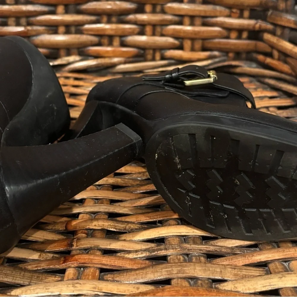 Franco Sarto Black Ankle Boots with Buckle in size 8. Pull on. Great condition!